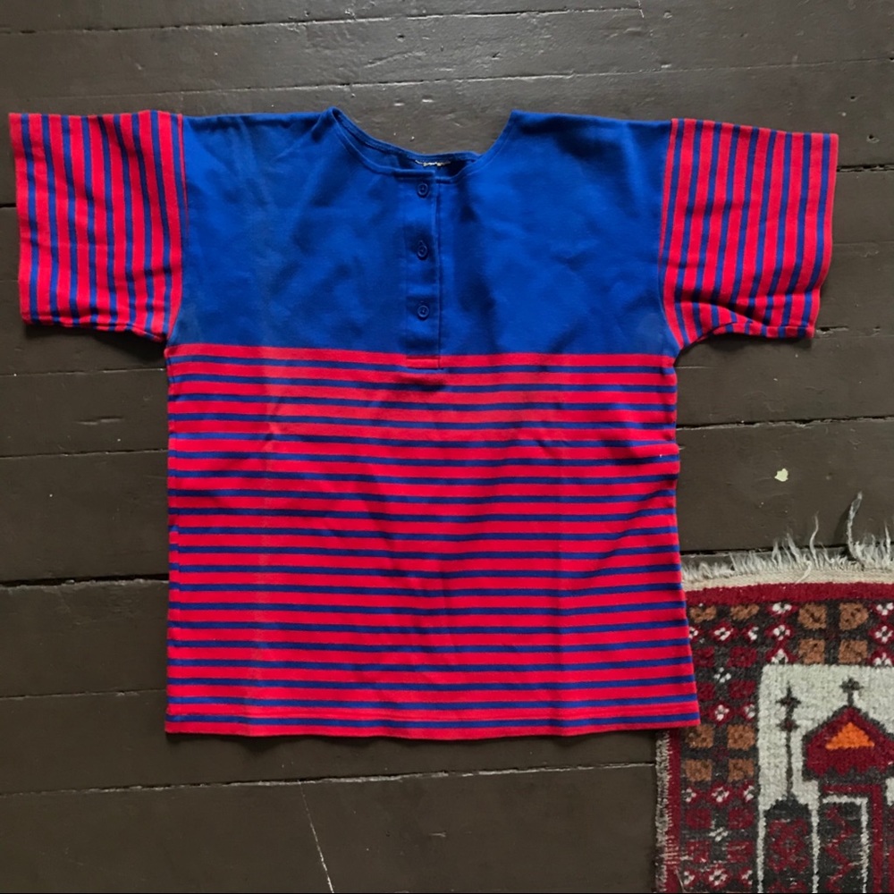 Vintage 90s red and blue striped shirt w buttons